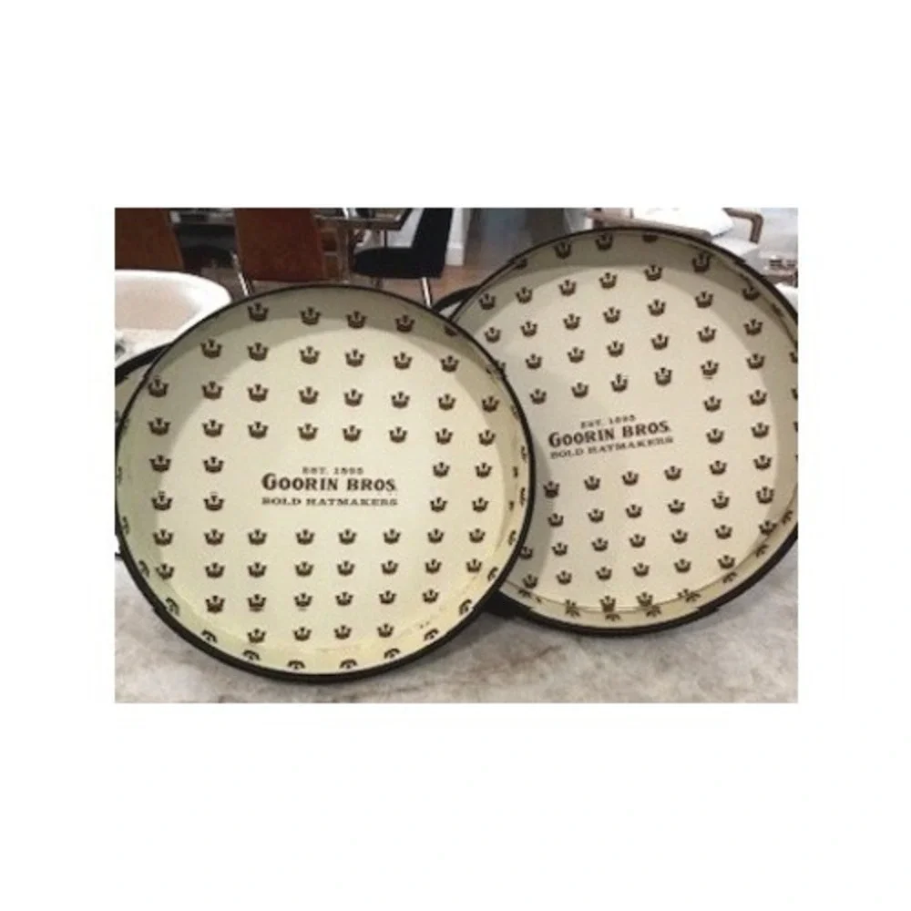 Goorin Bros Hat Boxes Set 2 Black Gold Castle Logo 13